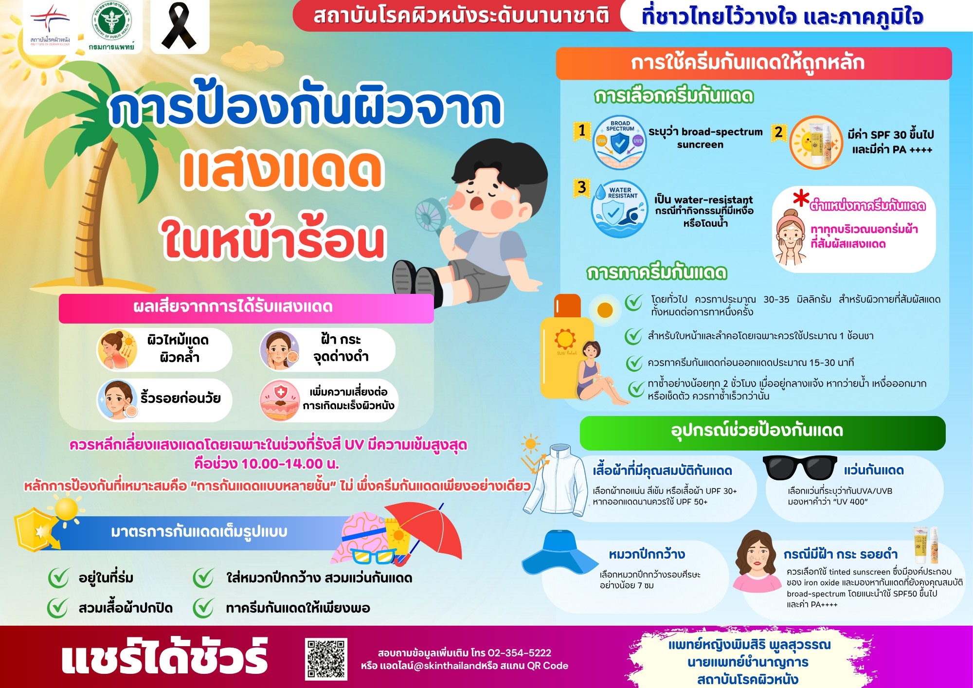 การปกป้องผิวหนังจากแสงแดดในหน้าร้อน