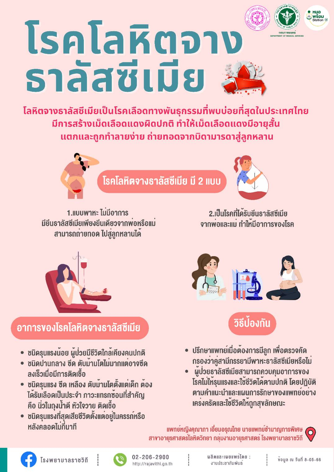 แพทย์ชี้โรคโลหิตจางธาลัสซีเมีย ถ่ายทอดจากพันธุกรรมสู่ลูกหลาน ไม่สามารถรักษาให้หายขาดได้ หากตั้งครรภ์ควรรีบปรึกษาแพทย์
