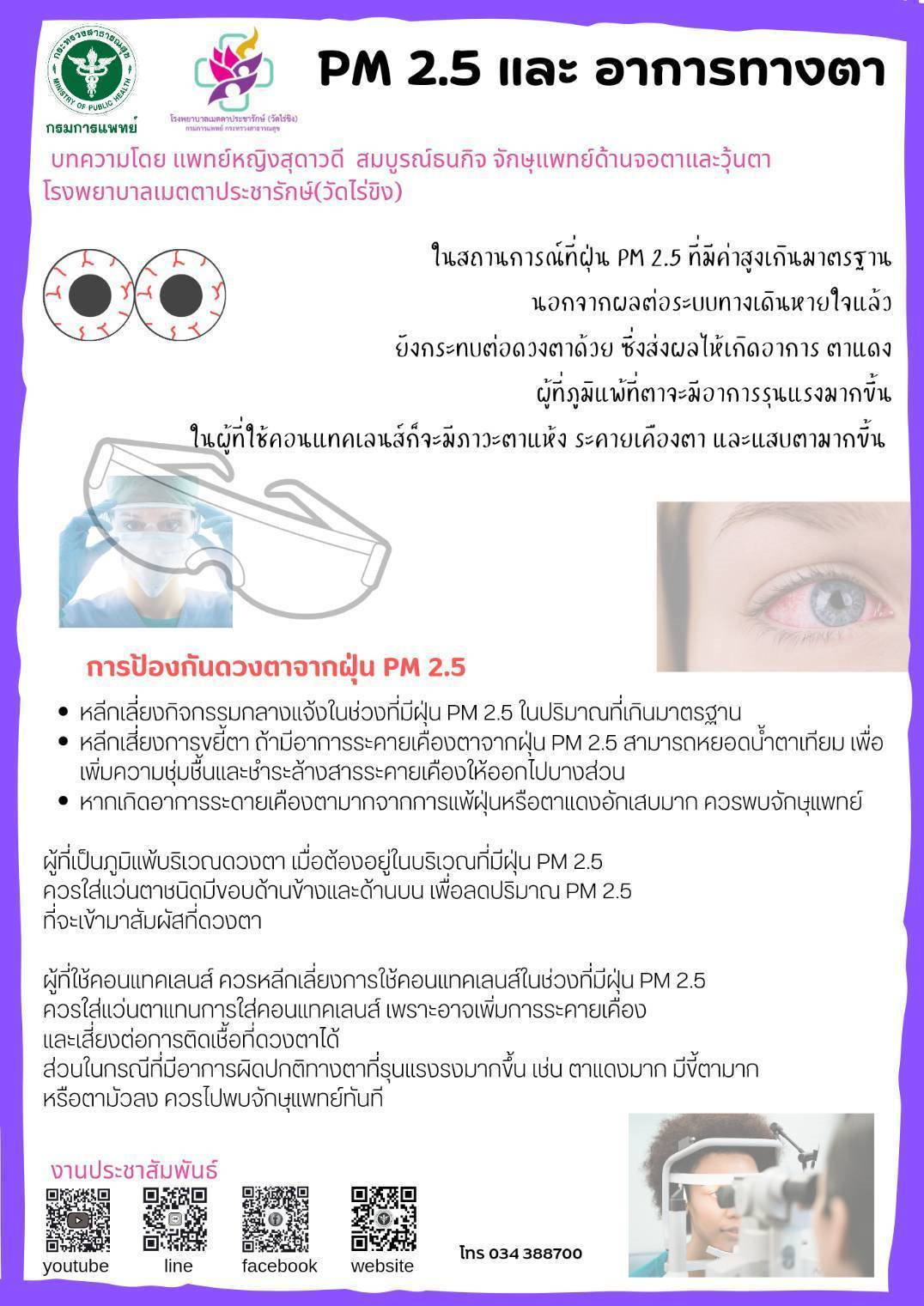 กรมการแพทย์เตือนระวัง! PM 2.5 ภัยร้ายใกล้ดวงตา